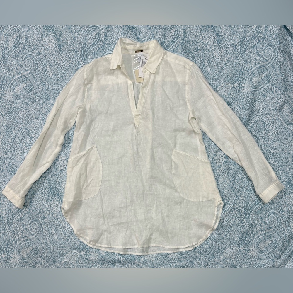 Magaschoni Cream Casual Button Down Shirt